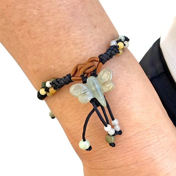 Beautiful and Elegant Dragonfly Handmade Jade Bracelet - Picture 3 of 5